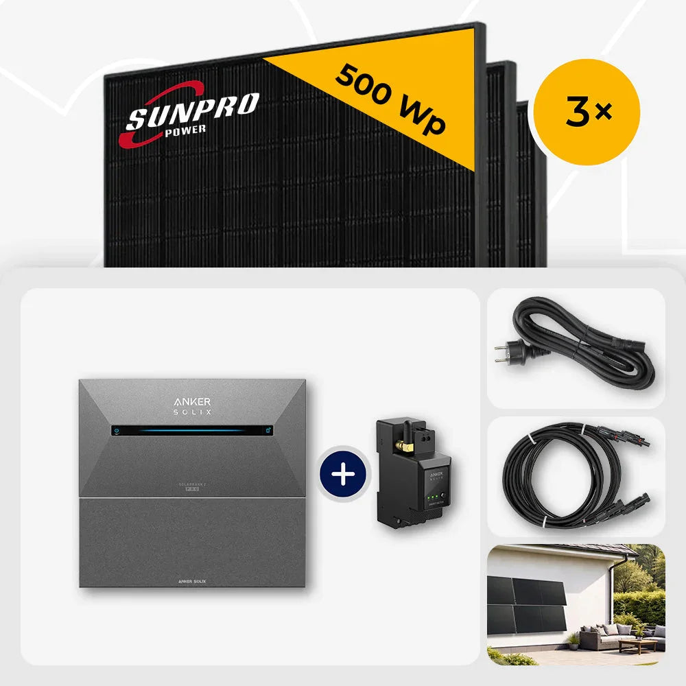 Sunpro 500 Wp Bifazial Glas-Glas, Anker Solix Solarbank