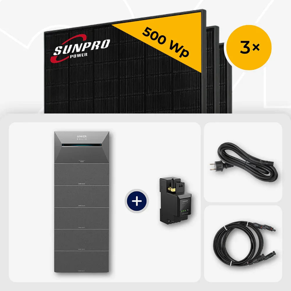 Sunpro 500 Wp Solarmodule, Anker Solix Solarbank 9.6 kWh Set