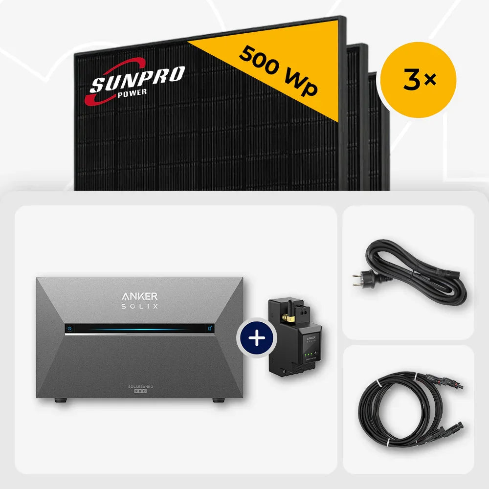 SUNPRO 500 Wp Solarmodul, Anker Solix Solarbank 3 Pro Set