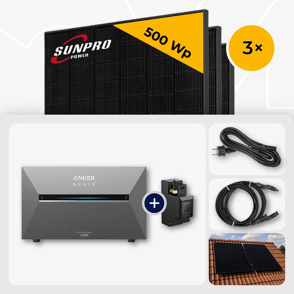 Sunpro 500 Wp Solarmodule, Anker Solix Solarbank, Zubehör