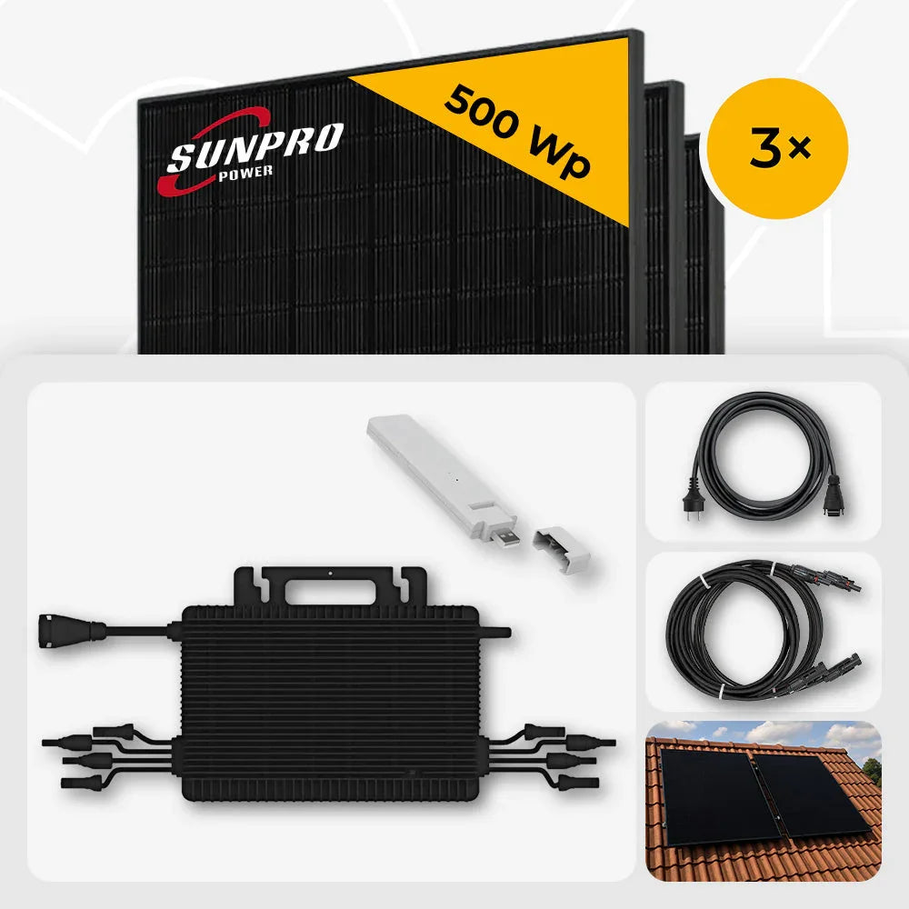 SUNPRO 500 Wp Full Black Solarmodul Set Hoymiles