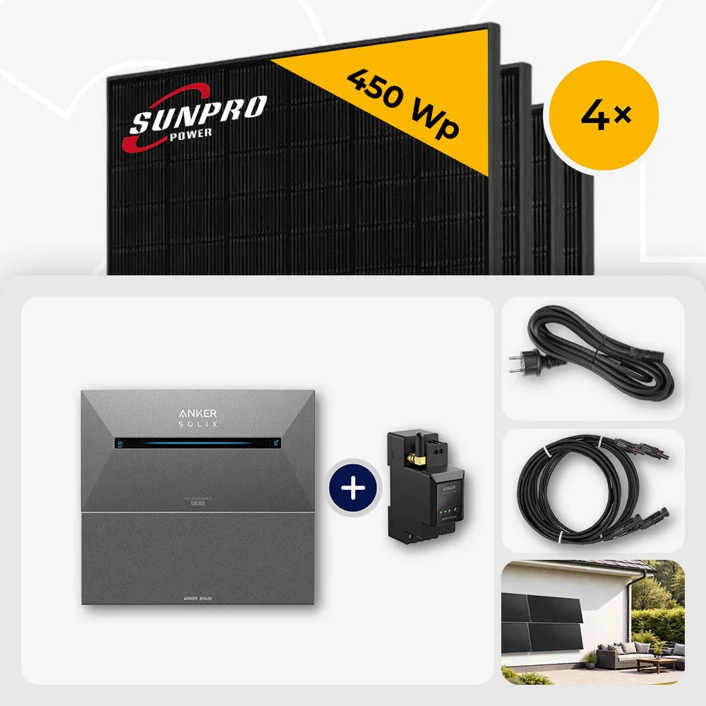 Sunpro 450 Wp Module, Anker Solix Solarbank 3,2 kWh