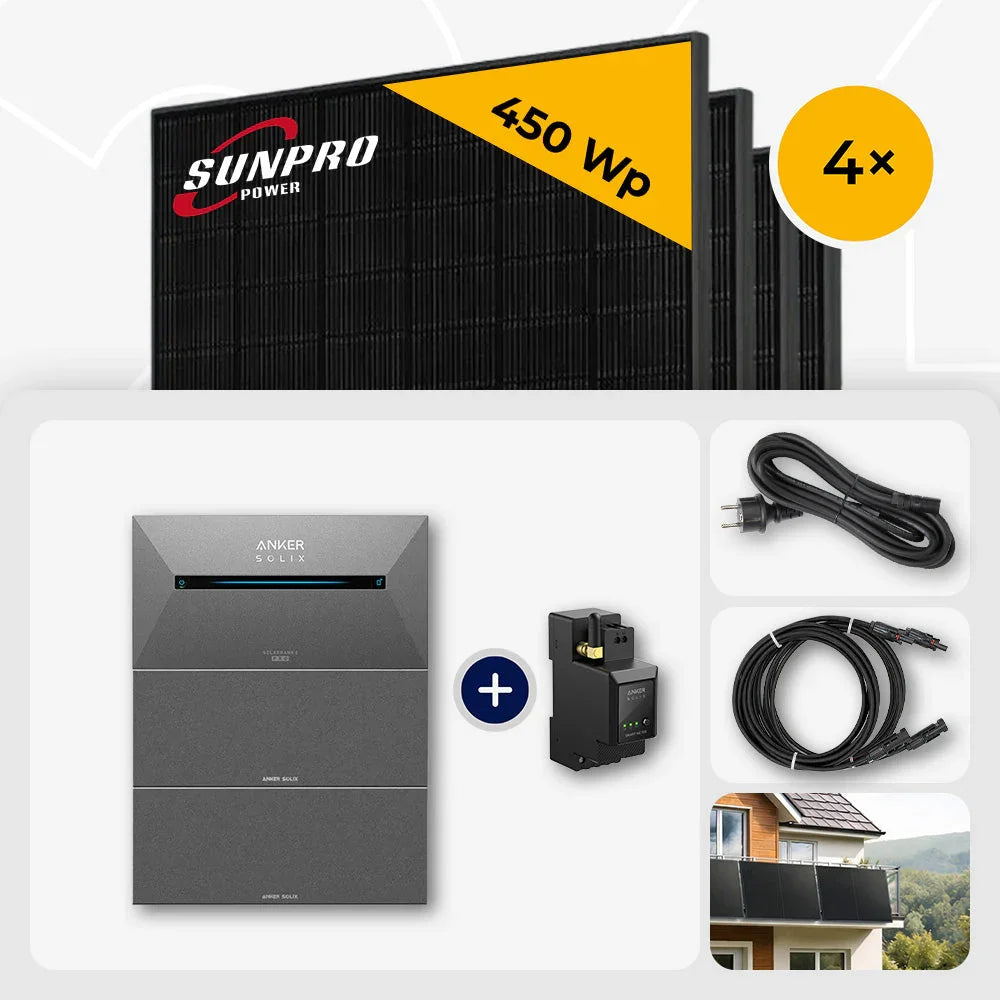 Sunpro 450Wp Bifazial Glas-Glas, Anker Solix Solarbank 4,8kWh