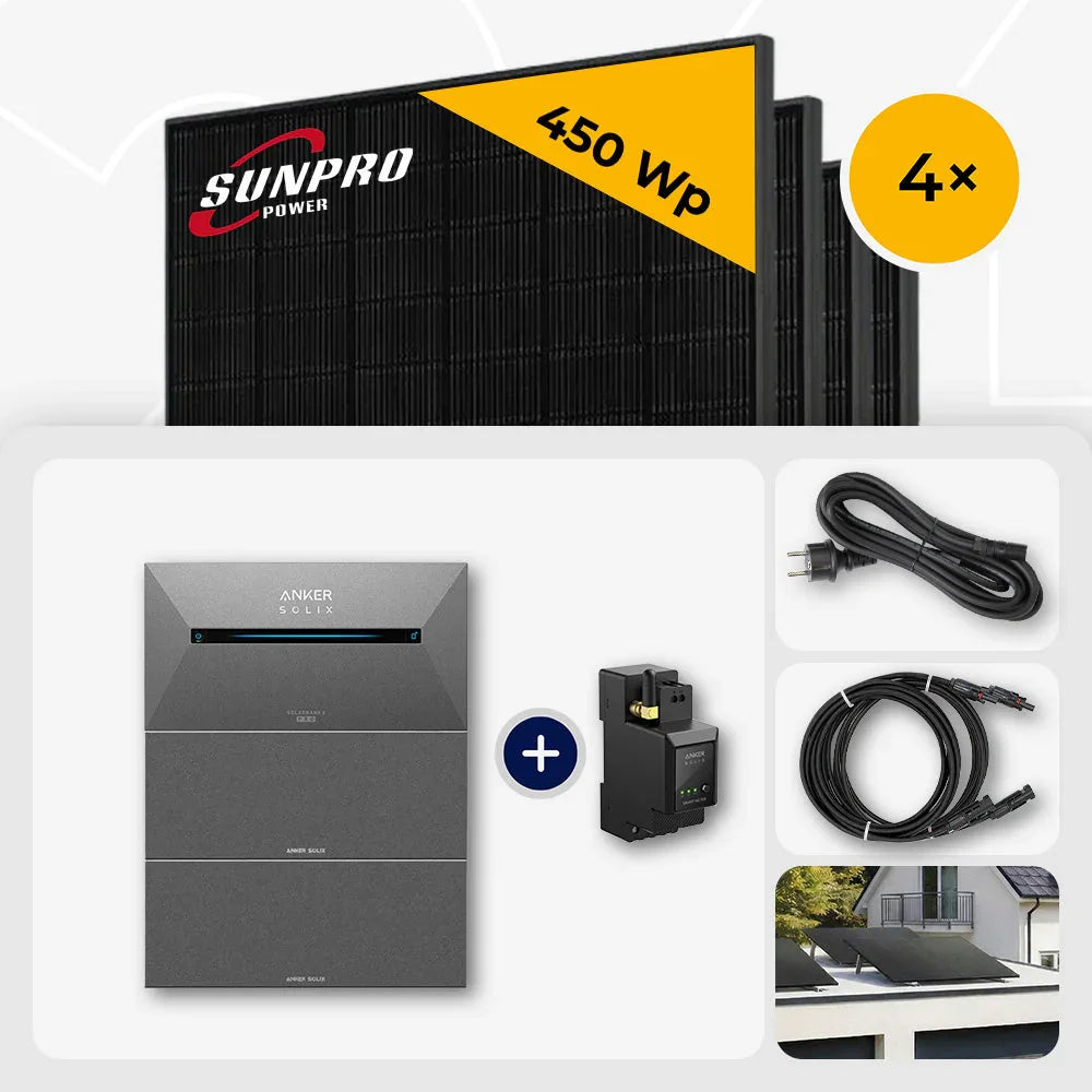 Sunpro 450 Wp Solarmodul, Anker Solix Solarbank 4.8 kWh