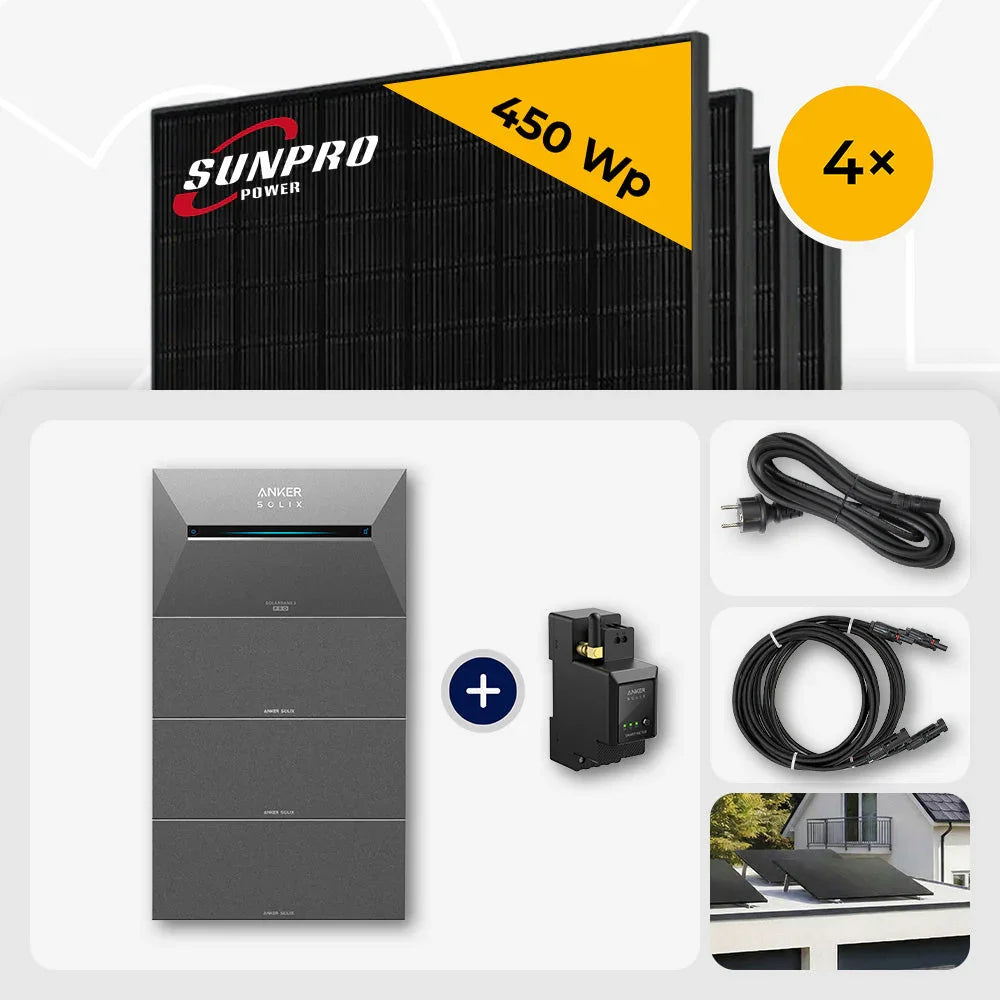 Sunpro 450Wp Solarmodule, Anker Solix Solarbank 6,4kWh