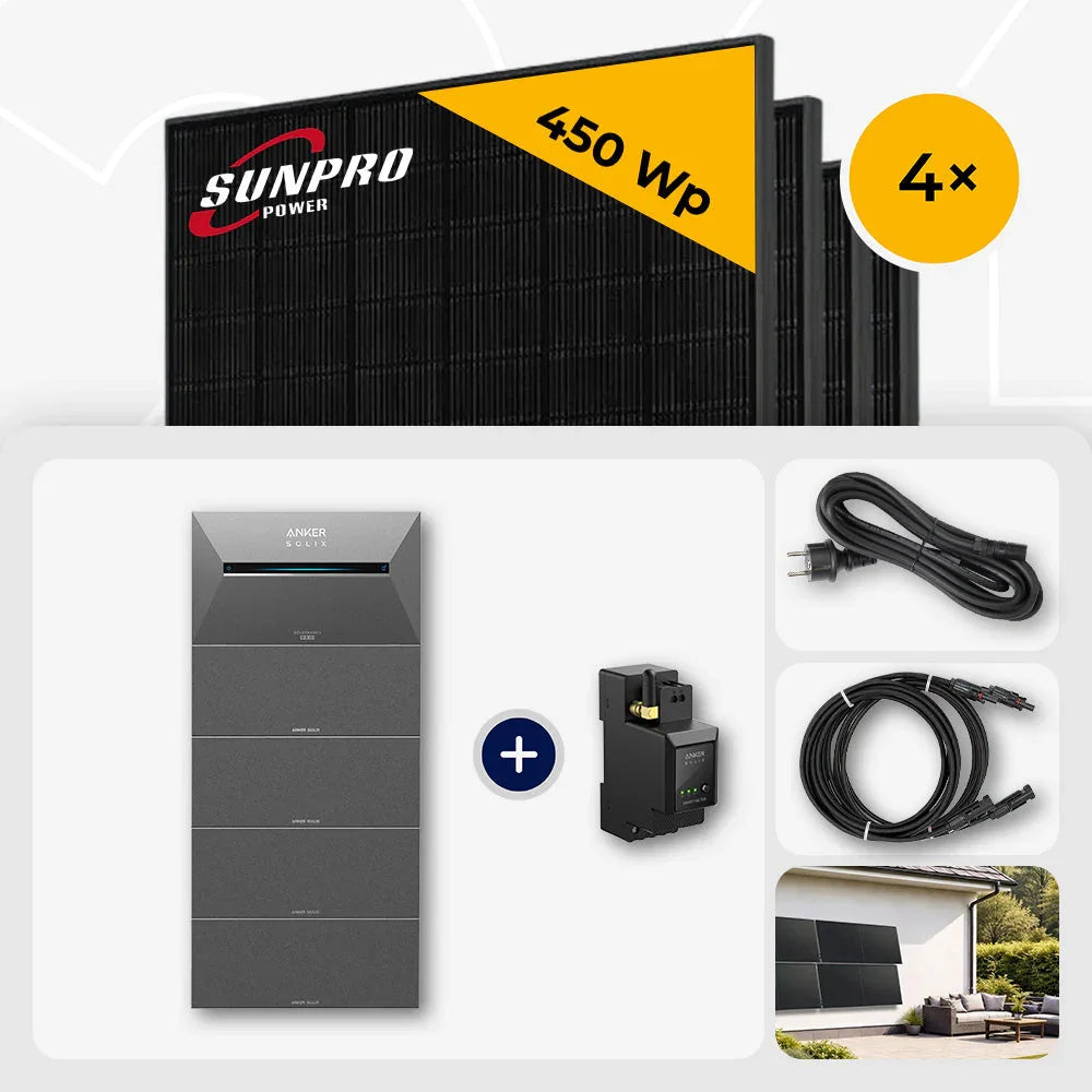 Sunpro 450 Wp Solarmodule, Anker Solix Solarbank 8.0 kWh