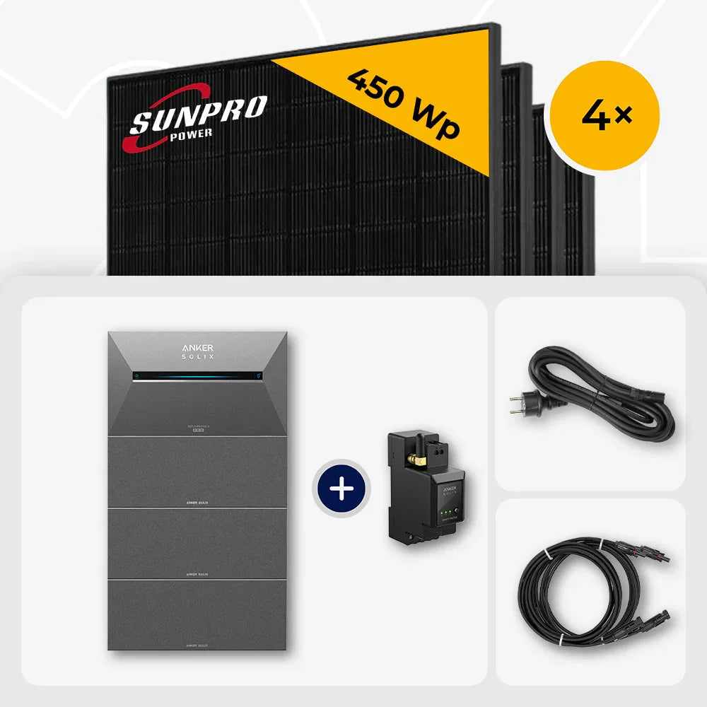Sunpro 450 Wp Solarmodule, Anker Solix Solarbank, Zubehör