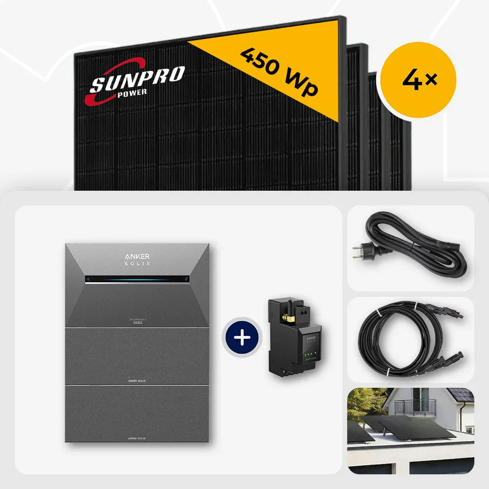 Sunpro 450 Wp Solarmodule, Anker Solix Solarbank 8,04 kWh