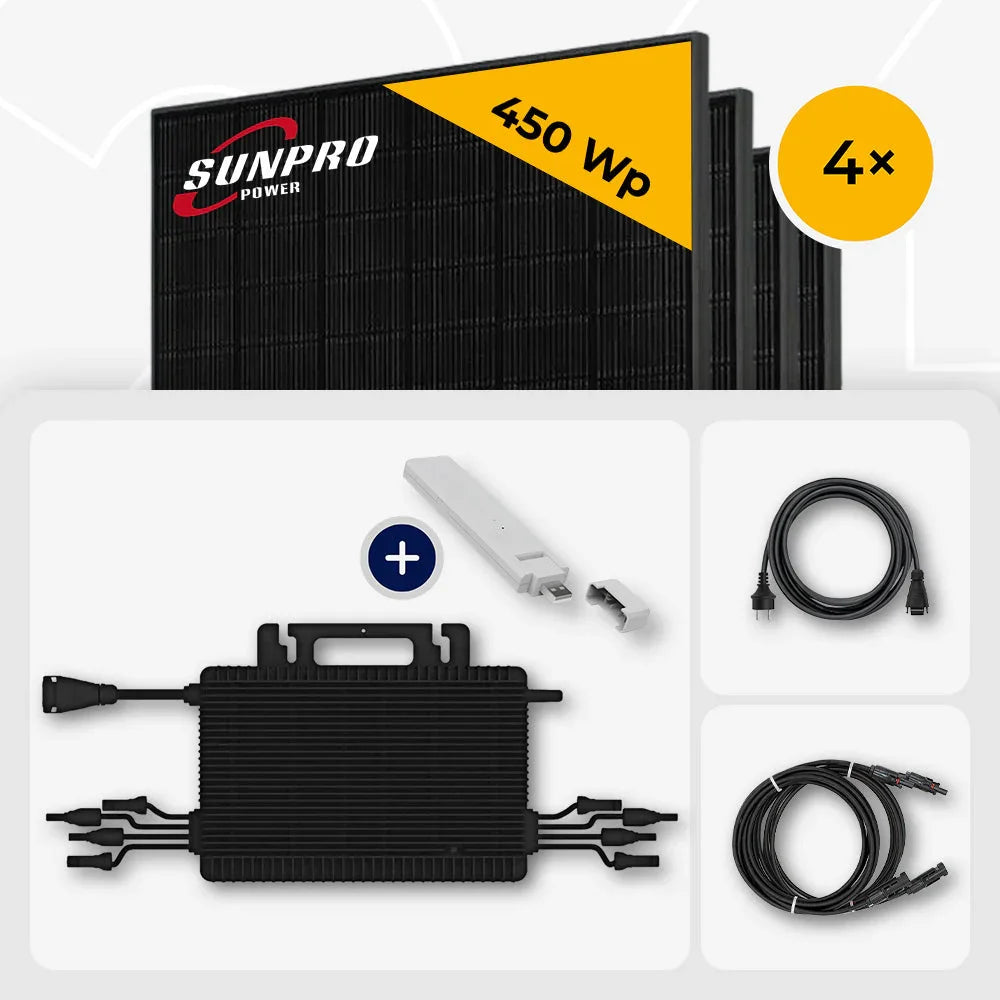 Sunpro 450 Wp Full Black Module, Hoymiles HMS-1600-4T