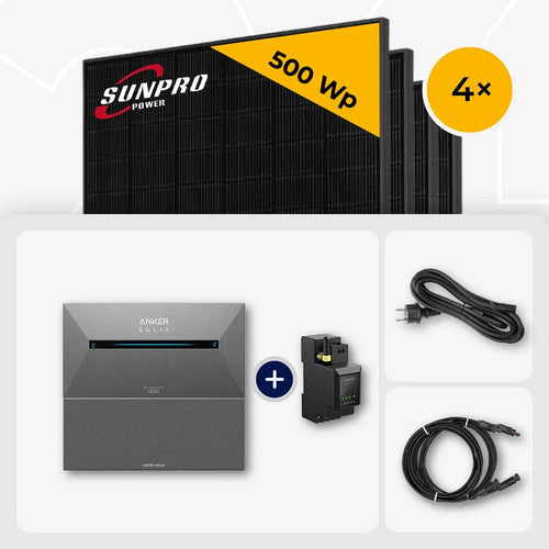 Sunpro 500 Wp Solarmodule, Anker Solix Solarbank Set