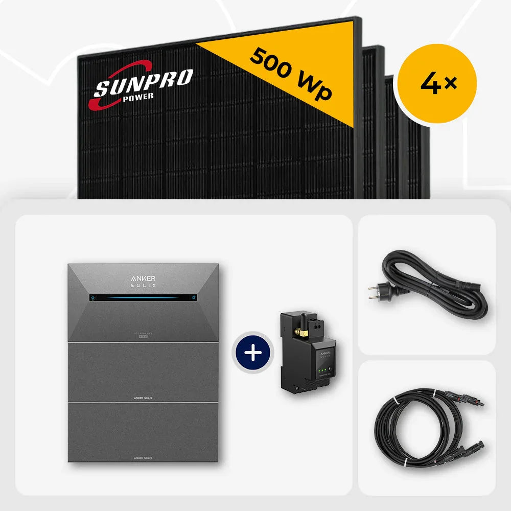 Sunpro 500 Wp Glas-Glas Modul, Anker Solix 4.8 kWh