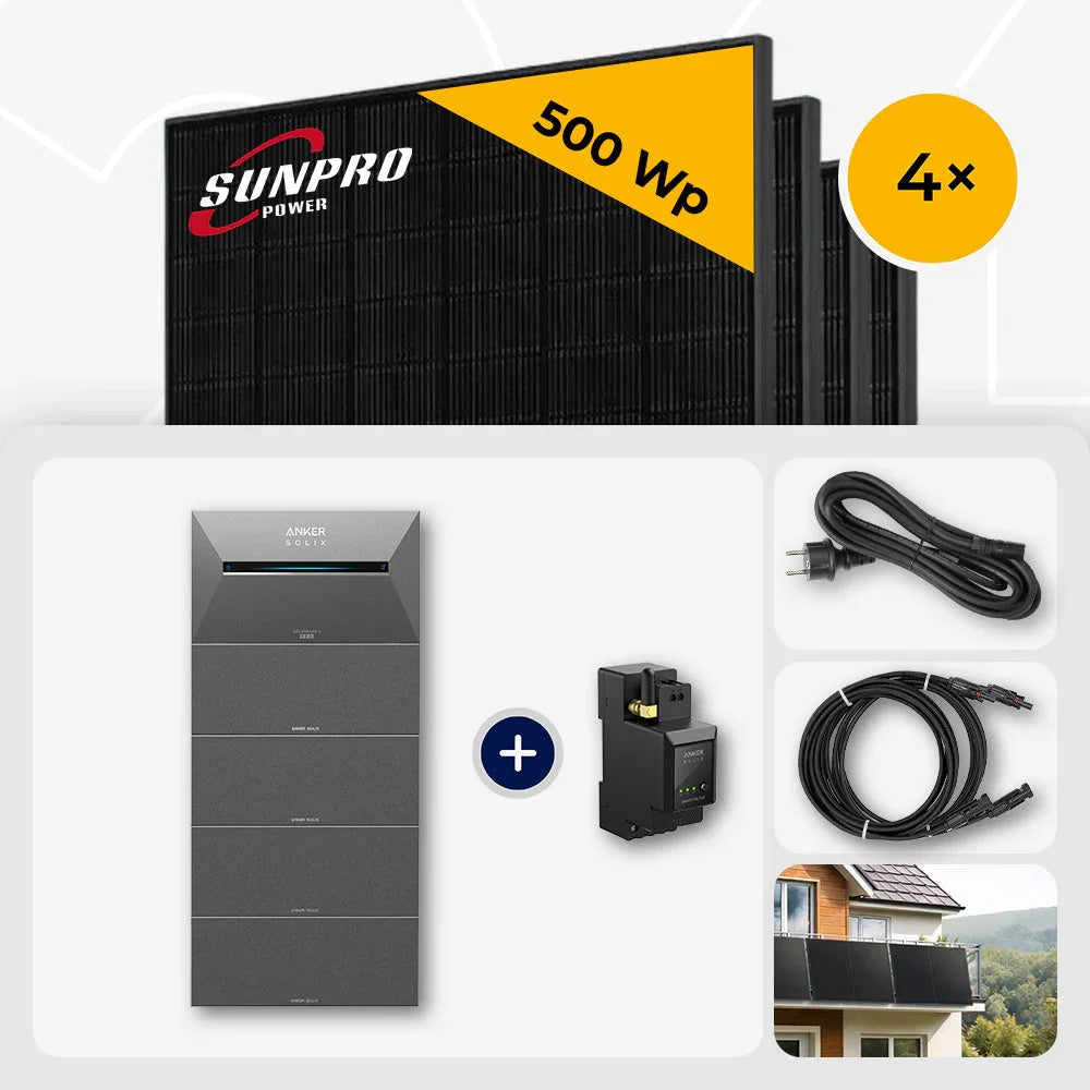 SUNPRO 500 Wp Bifazial Solarmodul, ANKER Solix Solarbank