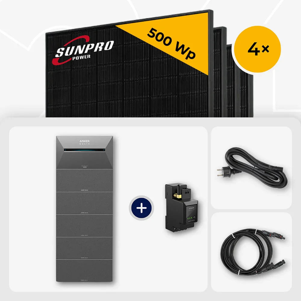 Sunpro 500Wp Solarmodule, Anker Solix Solarbank 9,6kWh