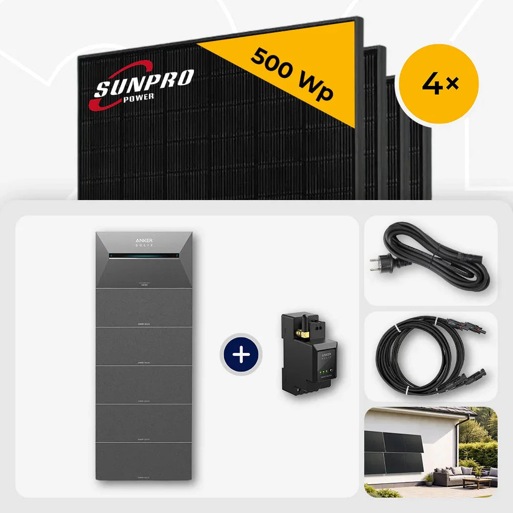 Sunpro 500 Wp Solarmodule, Anker Solix Solarbank 9.6 kWh