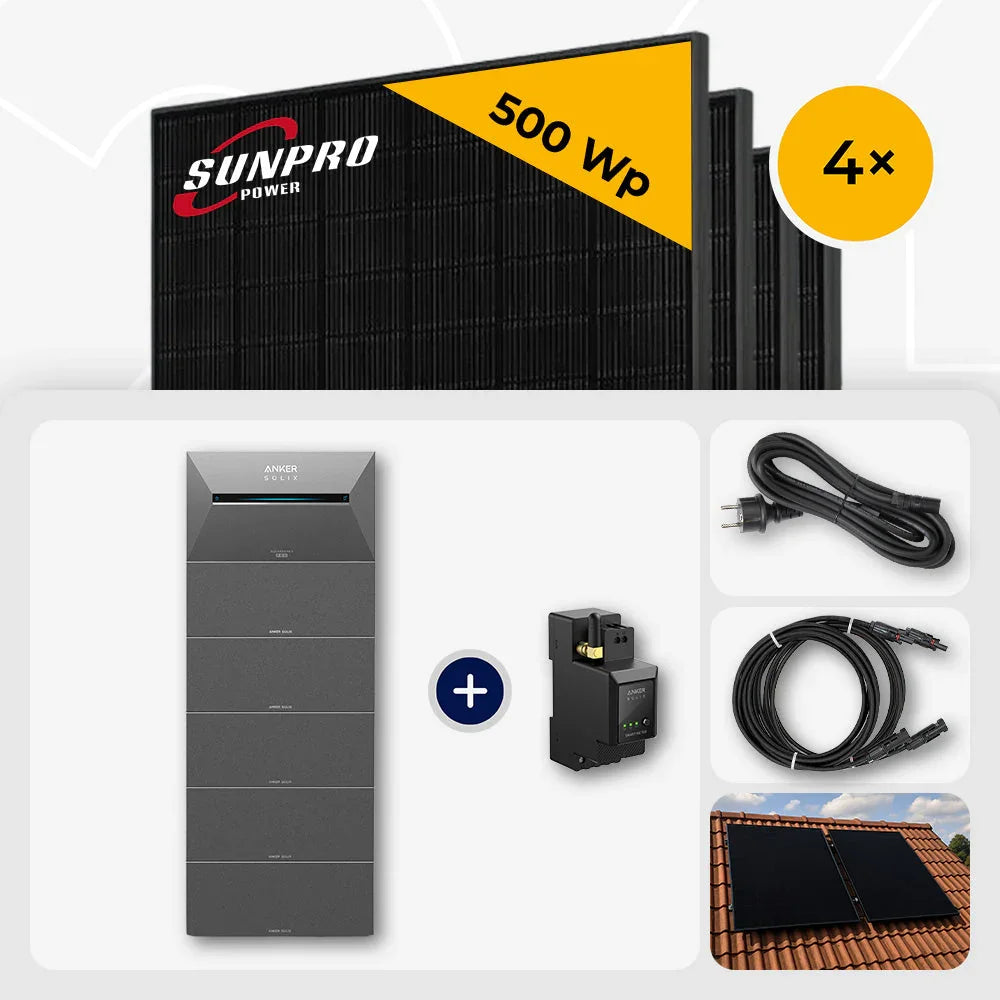 Sunpro 500 Wp Bifazial Glas-Glas Full Black Solarmodul Set