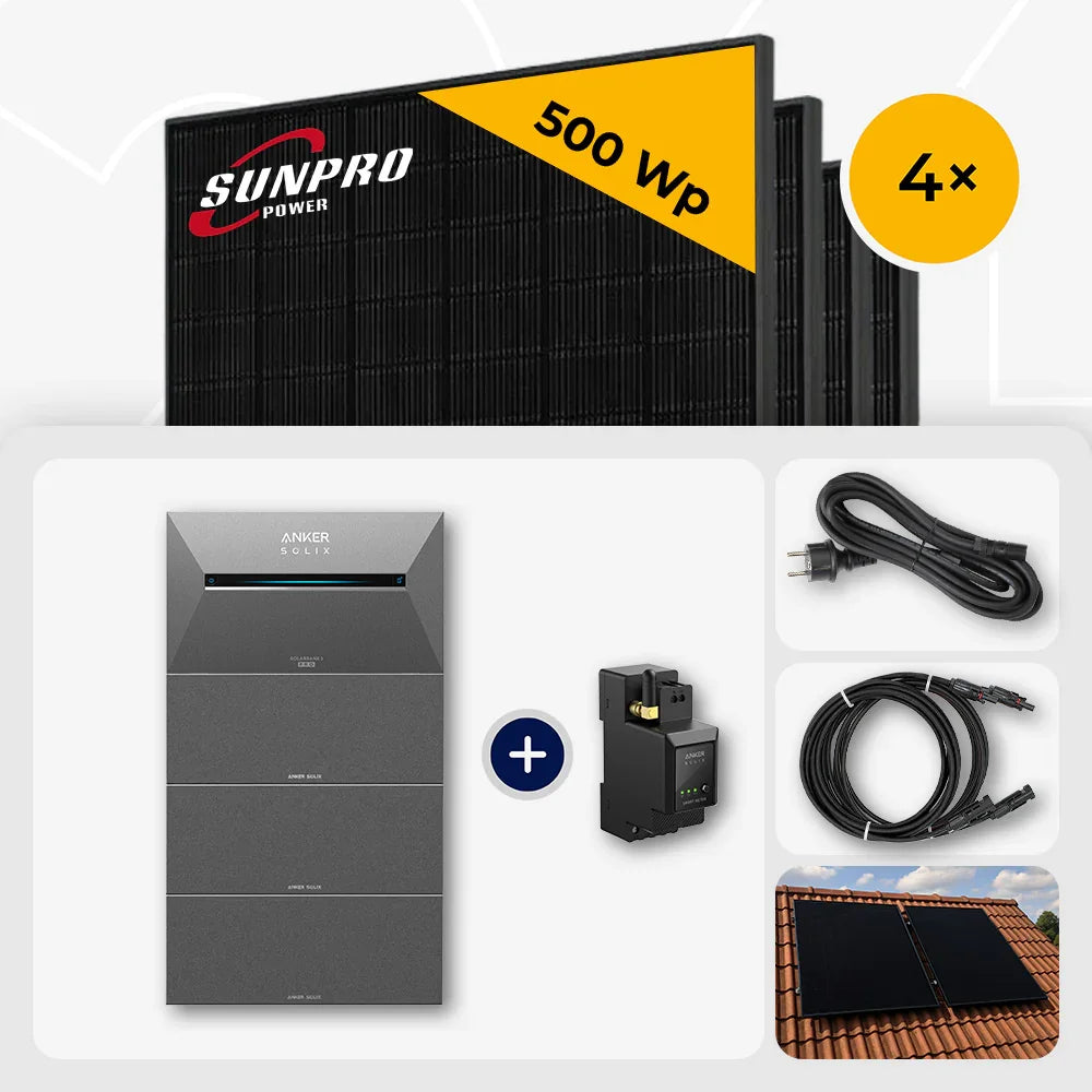 Sunpro 500 Wp Solarmodule, Anker Solix Speicher