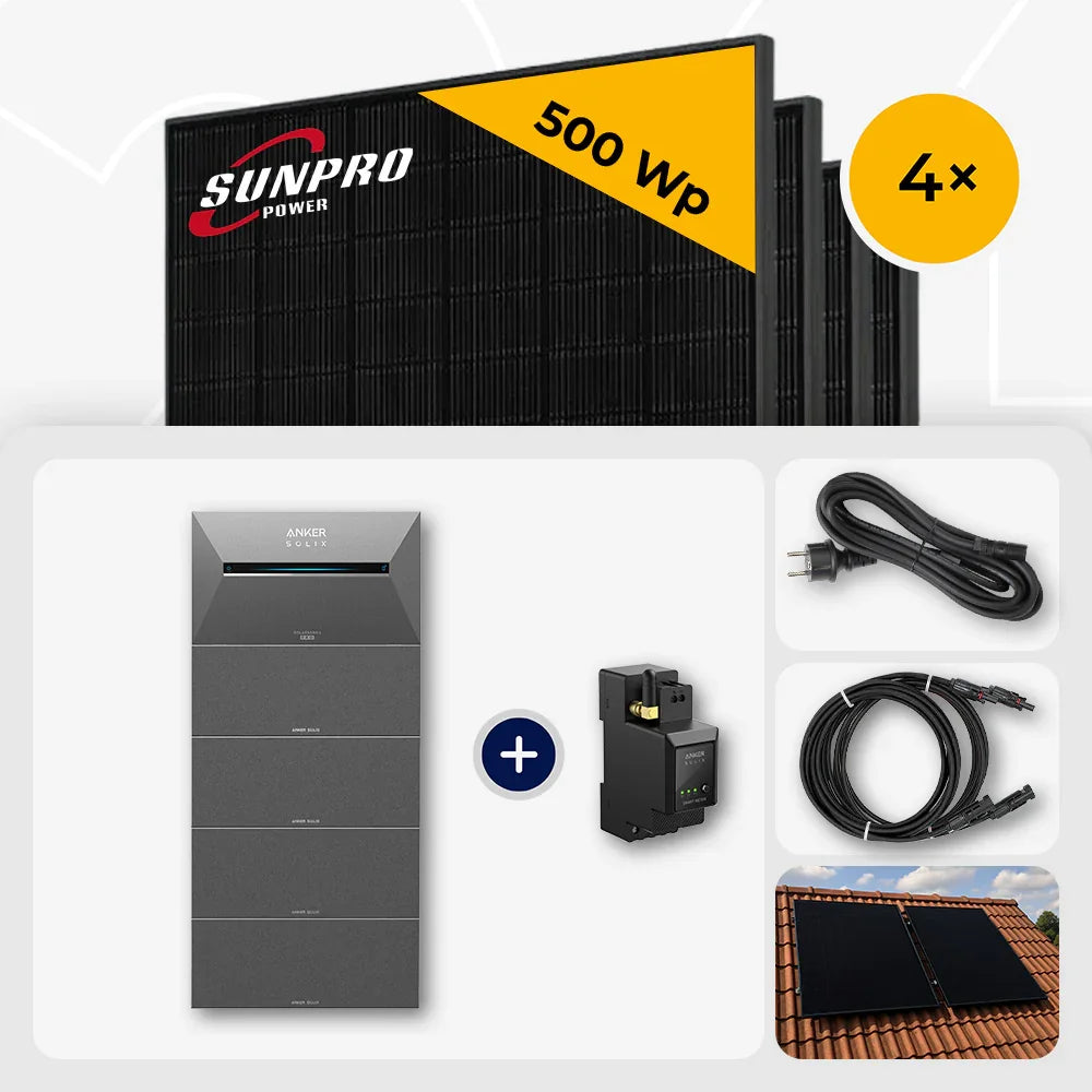 Sunpro 500 Wp Solarmodul, Anker Solix Speicher, Zubehör