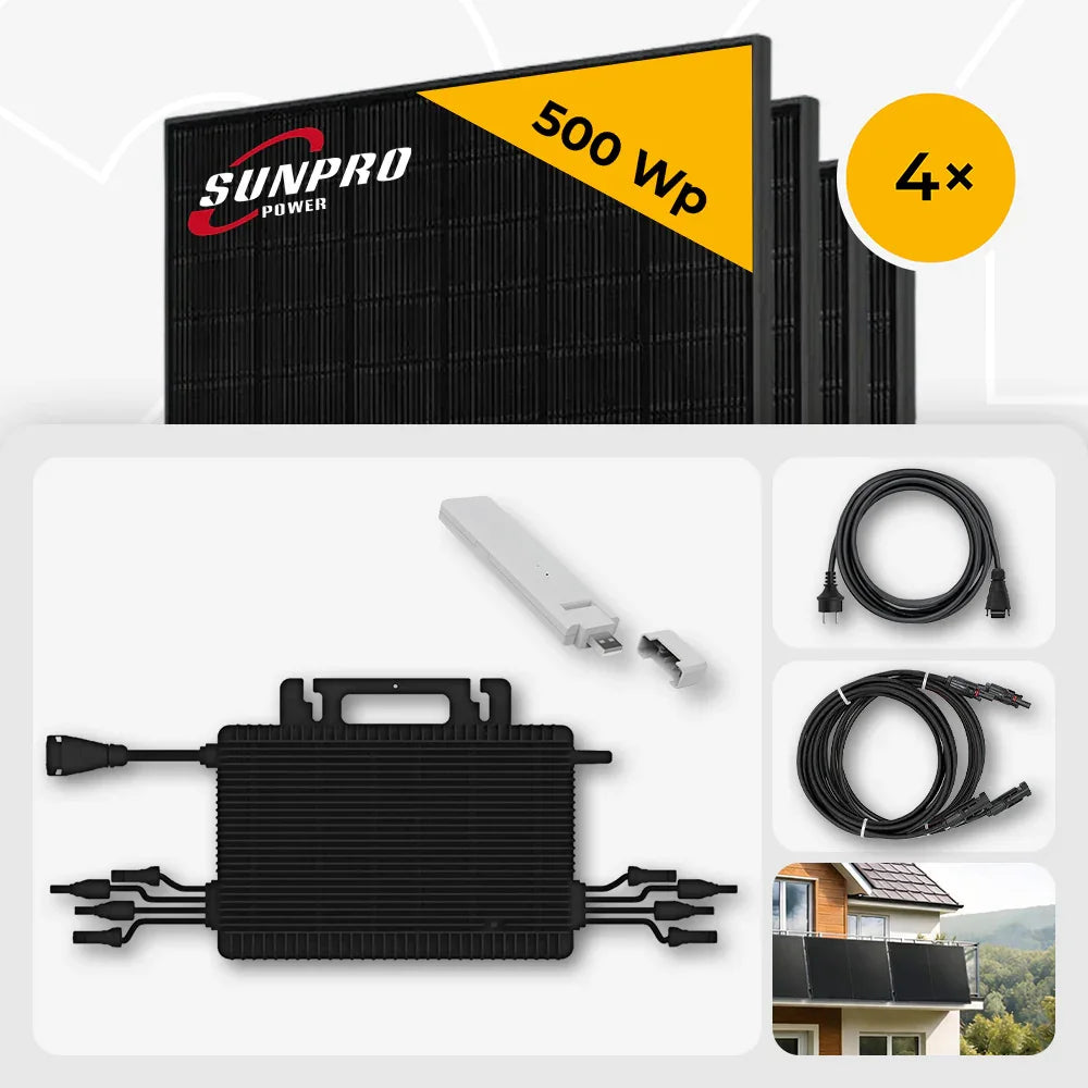 Sunpro 500 Wp Full Black, Hoymiles HMS-1600-4T