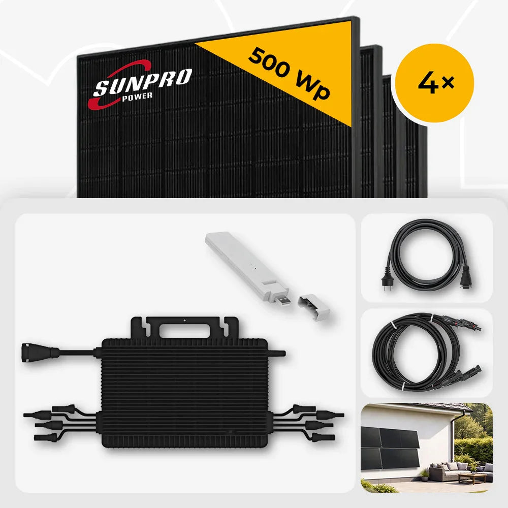 Sunpro 500 Wp Full Black Bifazial, Hoymiles HMS-1600-4T