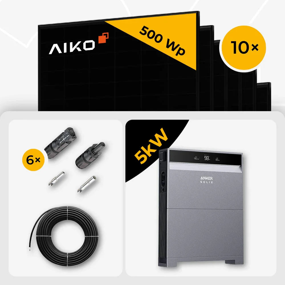AIKO 500W 10x Solarmodule, Anker 5kW Speicher