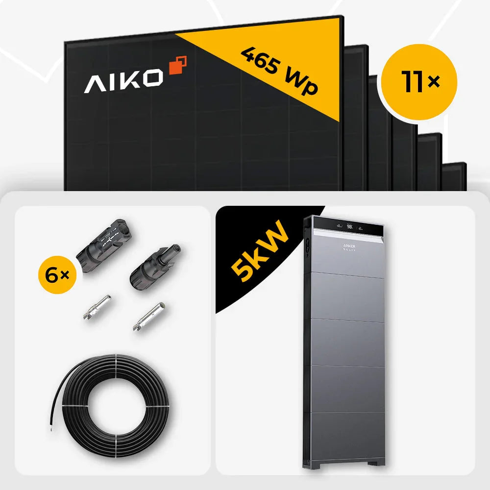 AIKO 465Wp Solarmodule 11 Stück Anker X1-H5K-T 5kW Speicher