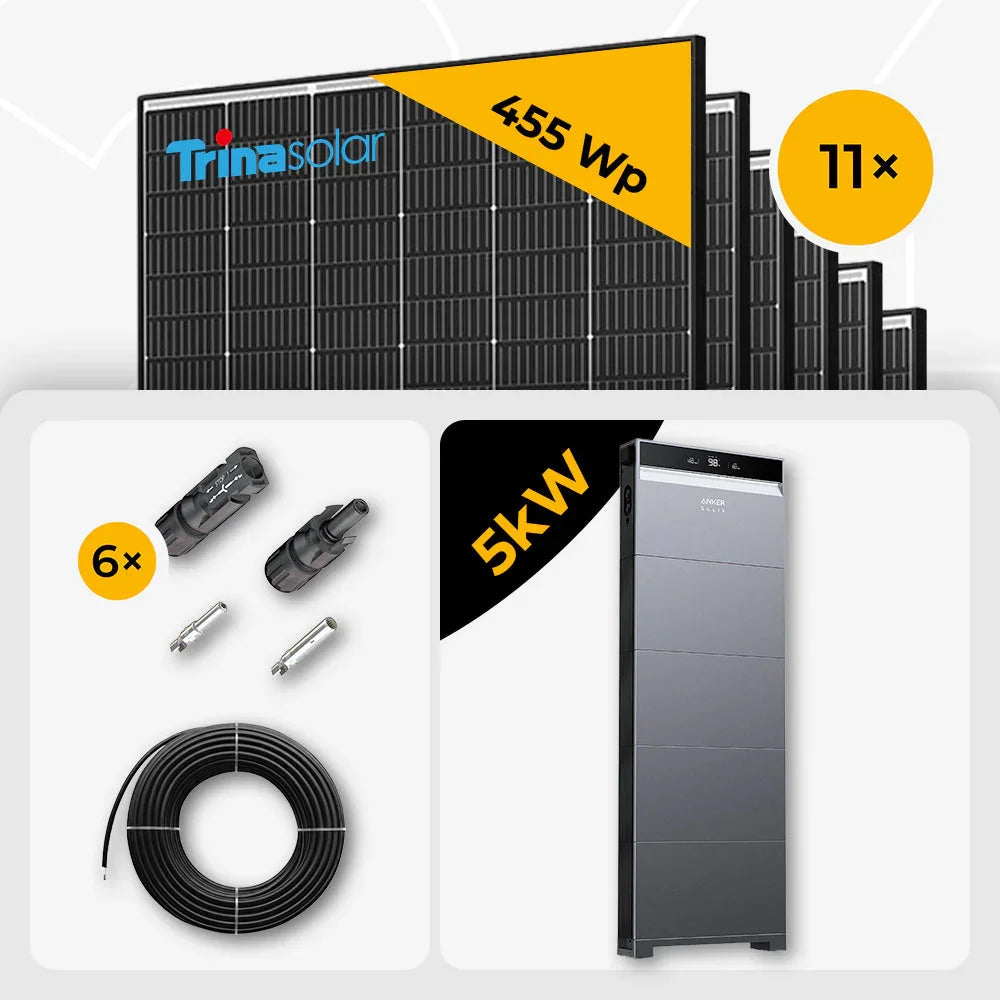 Trina 455W Black Frame 11x Solarmodule, Anker X1-H5K-T 5kW