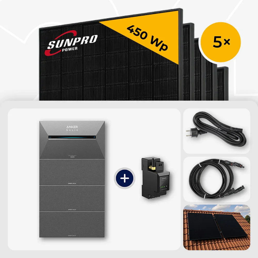 Sunpro 450 Wp Full Black Module, Anker Solix Solarbank