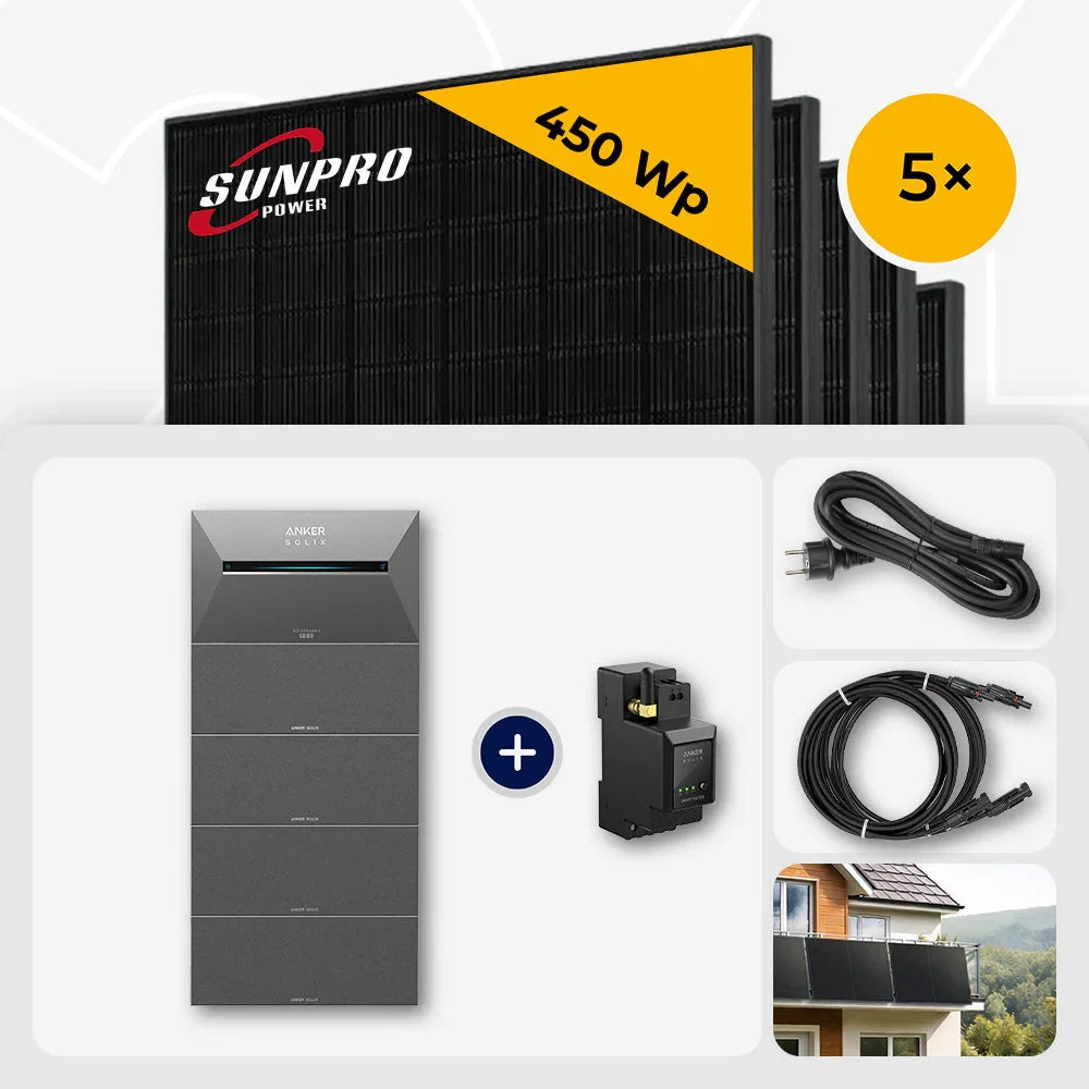 Sunpro 450Wp Full Black, Anker Solix Solarbank 13.4kWh