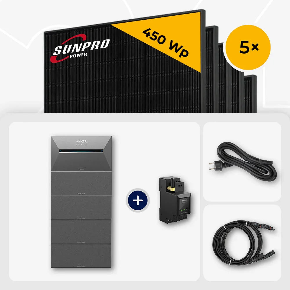 Sunpro 450 Wp Solarmodule, Anker Solix Speicher