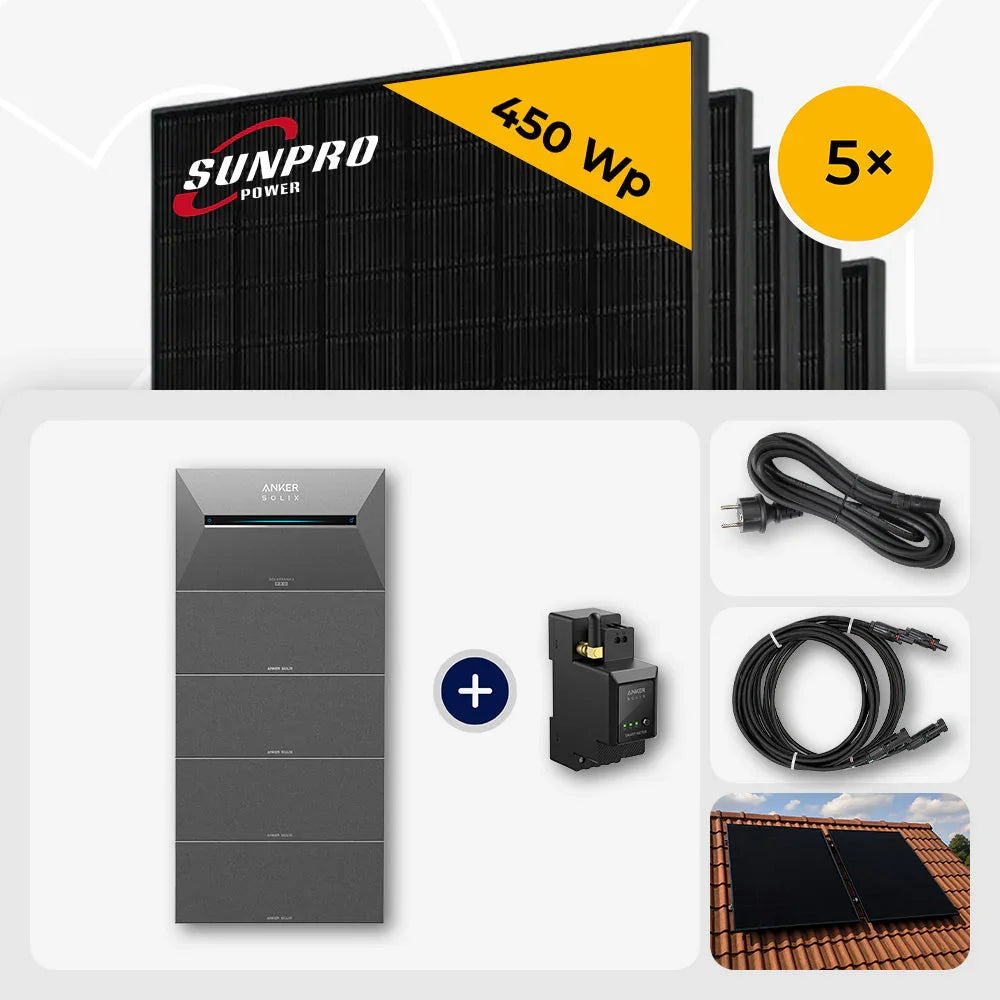 Sunpro 450 Wp Solarmodule, Anker Solix Solarbank Set