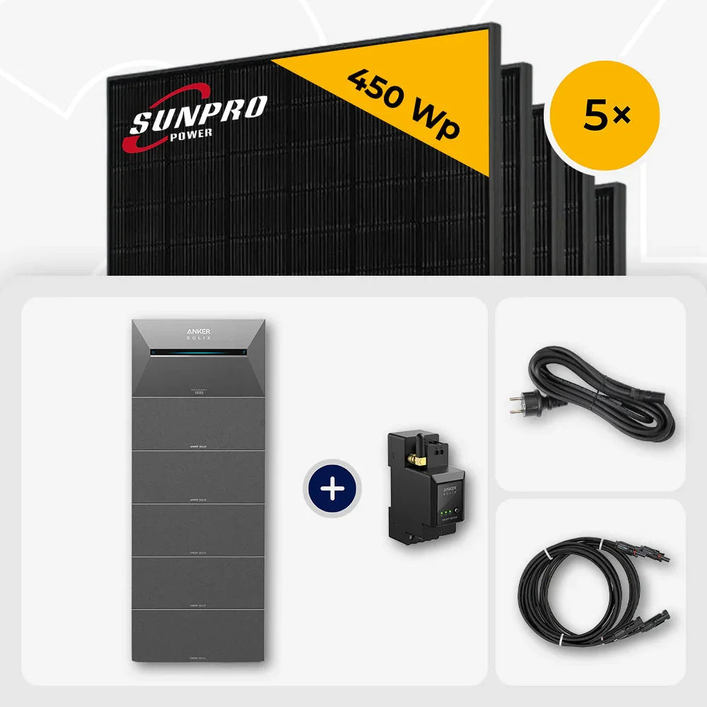 Sunpro 450 Wp Full Black, Anker Solix Solarbank 16 kWh
