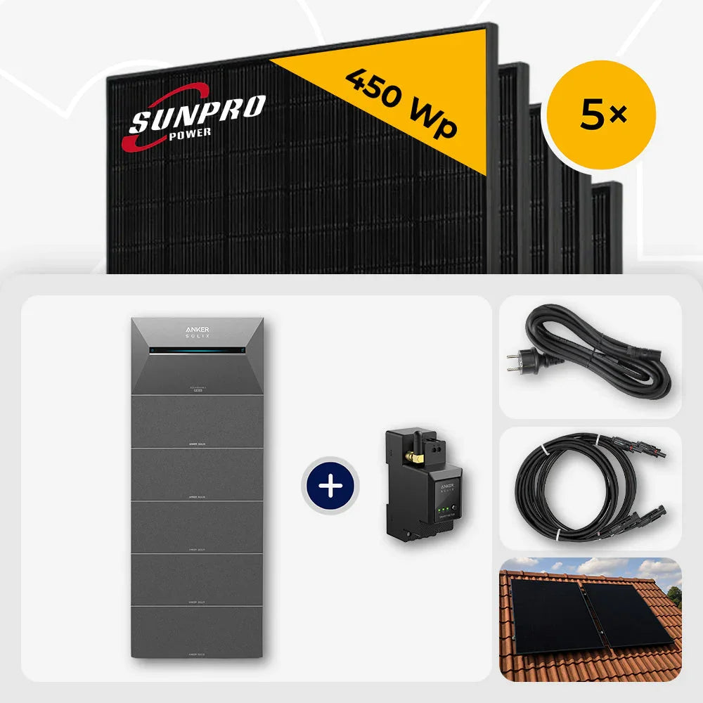 Sunpro 450 Wp Solarmodule Anker Solix 16 kWh Speicher Set