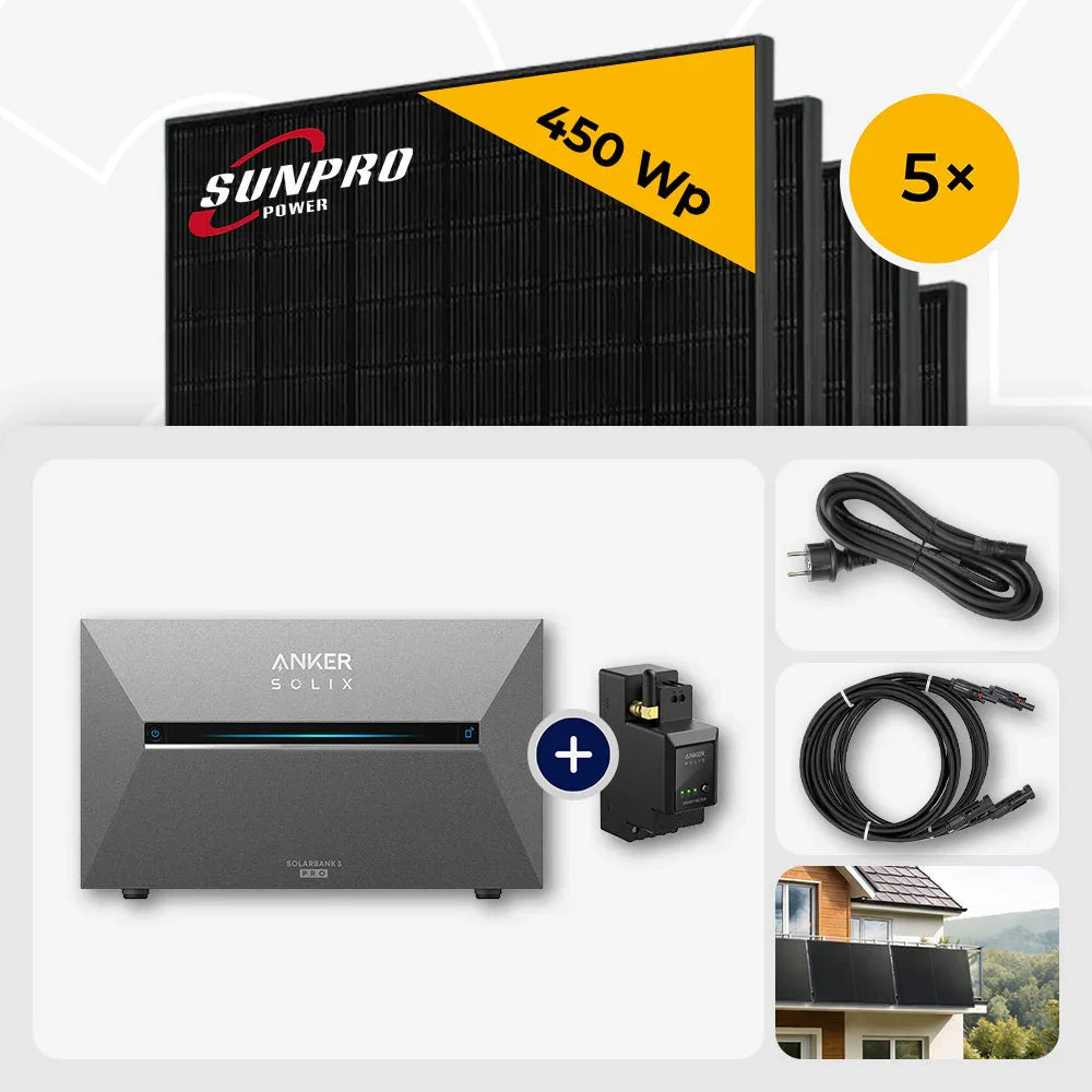 Sunpro 450 Wp Solarmodule, Anker Solix Solarbank, Set