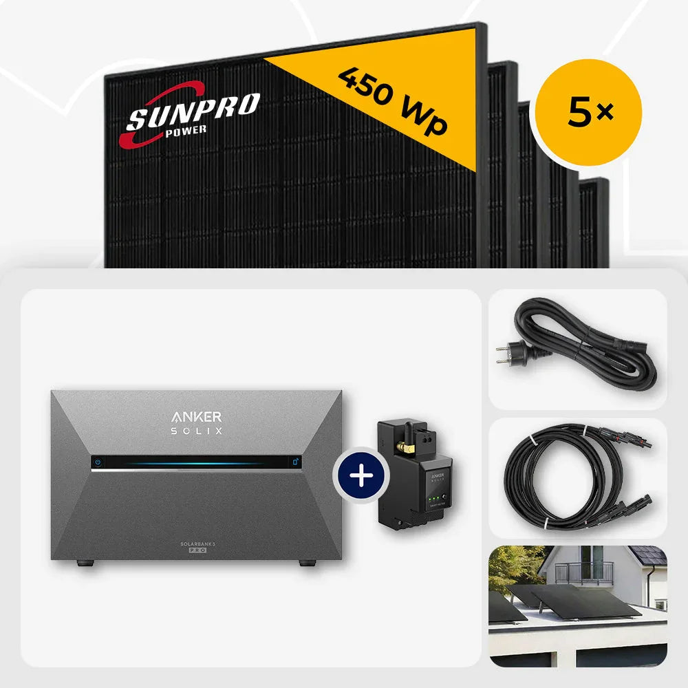Sunpro 450 Wp, Anker Solix Solarbank 3 Pro Set