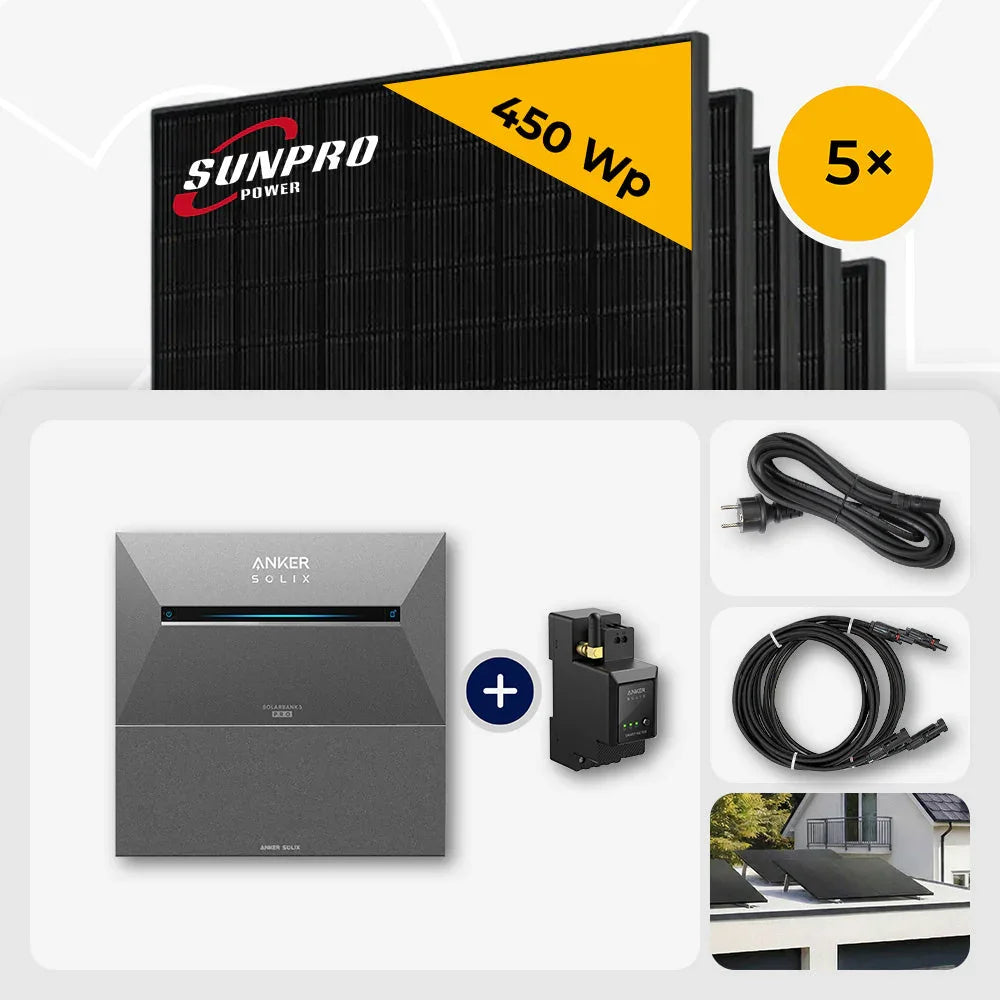 Sunpro 450 Wp Solarmodule, Anker Solix Speicher Set