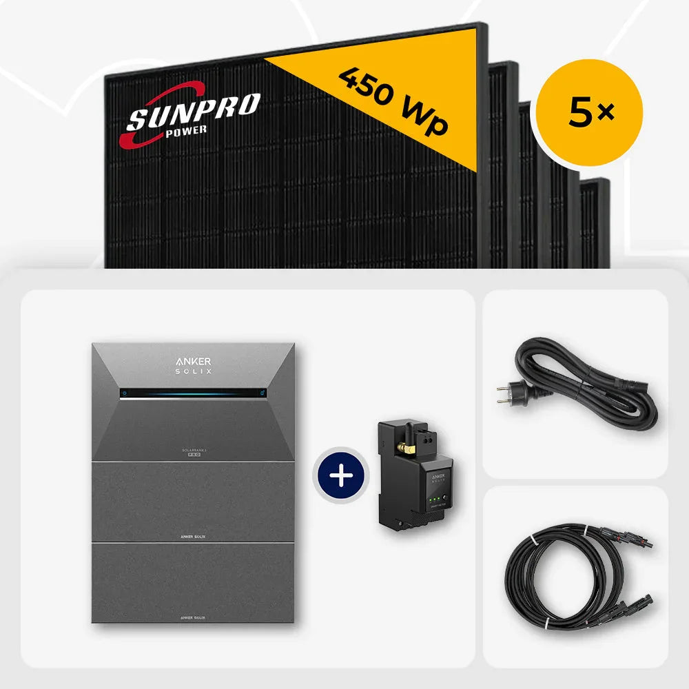 Sunpro 450Wp Modul, Anker Solix Speicher, Zubehör