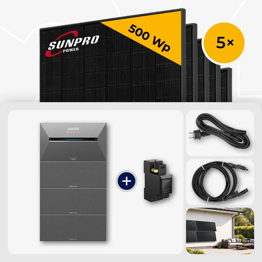 Sunpro 500 Wp Solarmodule, Anker Solix Solarbank, Set