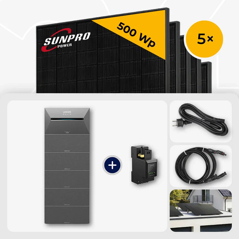 Sunpro 500Wp Solarmodule, Anker Solix Solarbank, Set