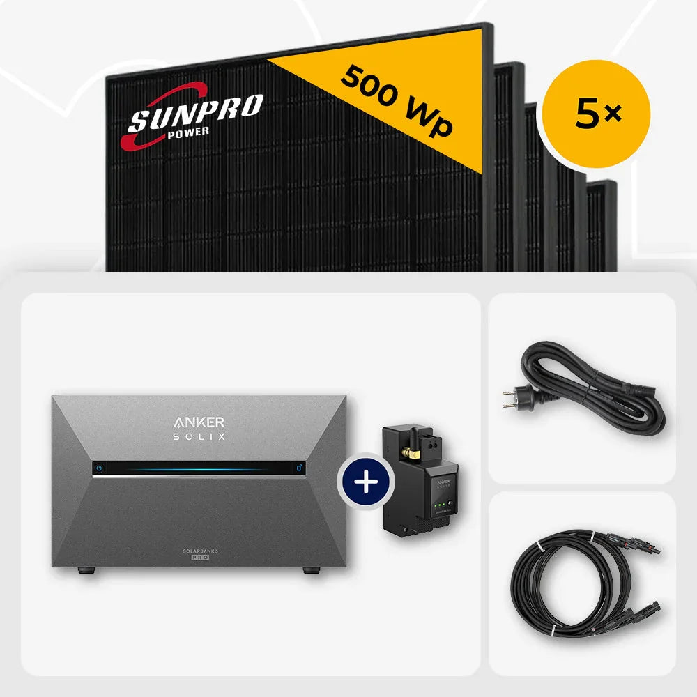 Sunpro 500 Wp Solarmodule, Anker Solix Solarbank 3 Pro Set