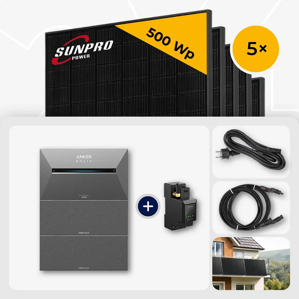 Sunpro 500Wp Module, Anker Solix Solarbank, Zubehör
