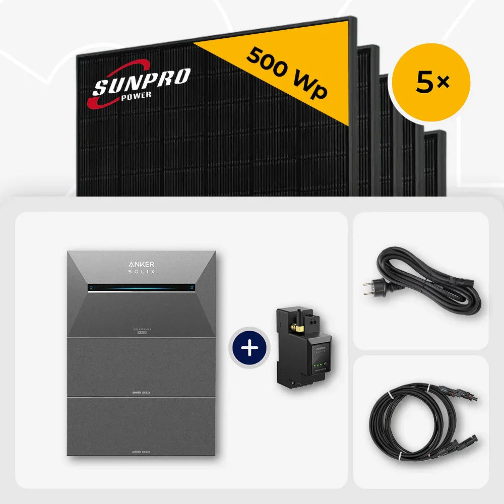 Sunpro 500 Wp Solarmodule, Anker Solix Solarbank 8,04 kWh