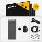 4x SunPro 500 Wp Full Black bifazial & Anker Solix Solarbank 3 Pro 16 kWh - Flachdach/Wand Edelstahl