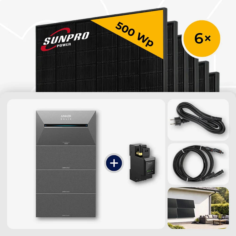 Sunpro 500Wp Solarmodule, Anker Solix Solarbank Set