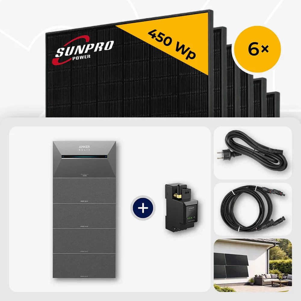 Sunpro 450Wp Solarmodule, Anker Solix Solarbank, Komplettset