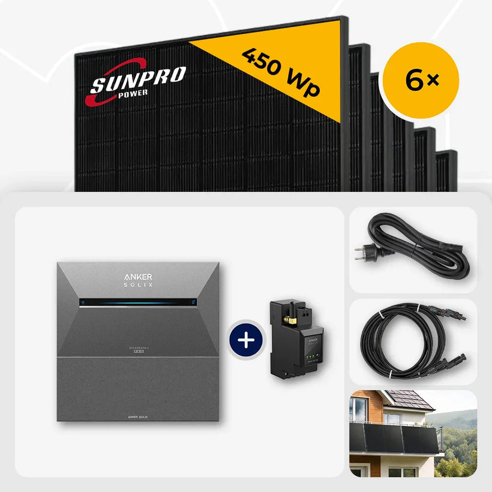 SunPro 450 Wp Solarmodul, Anker Solix Solarbank Set