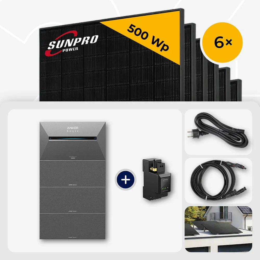 Sunpro 500 Wp Solarmodule, Anker Solix Solarbank Set