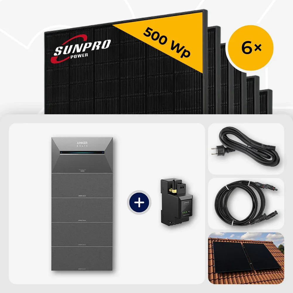 Sunpro 500Wp Solarmodul, Anker Solix Solarbank Set