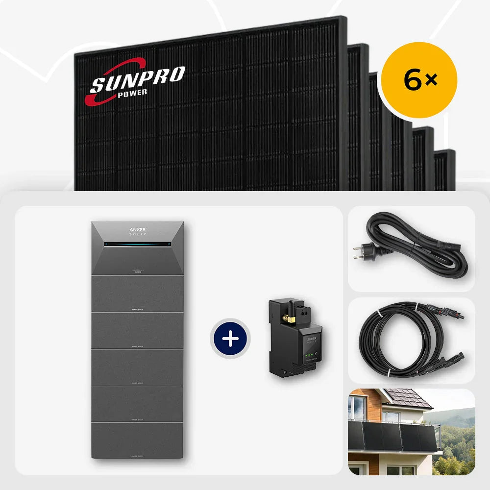 Sunpro 500 Wp Full Black Solarmodule, Anker Solix Solarbank