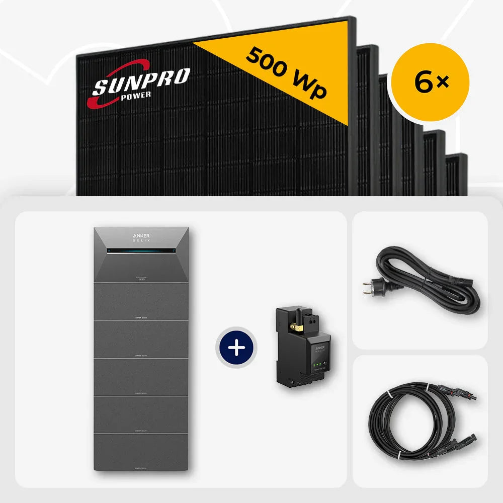 Sunpro 500 Wp Full Black Solarmodule, Anker Solix Solarbank