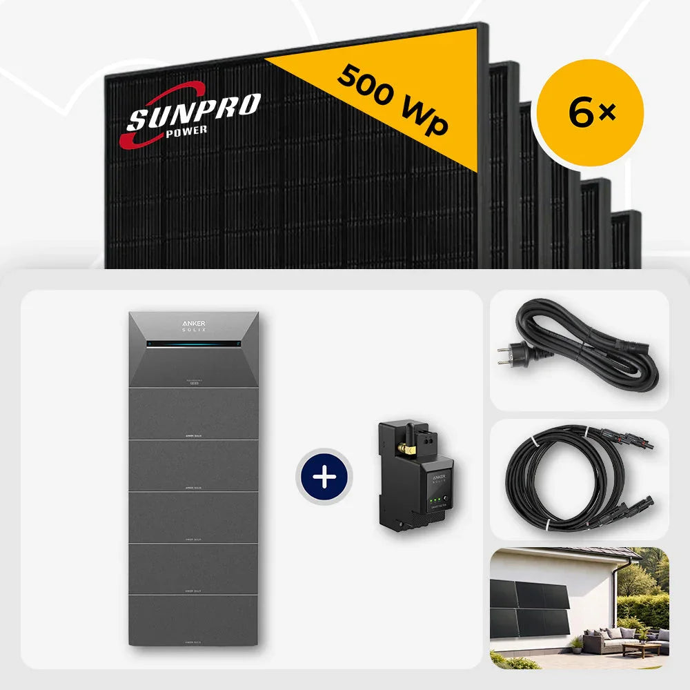 Sunpro 500 Wp Full Black Solarmodule, Anker Solix Solarbank